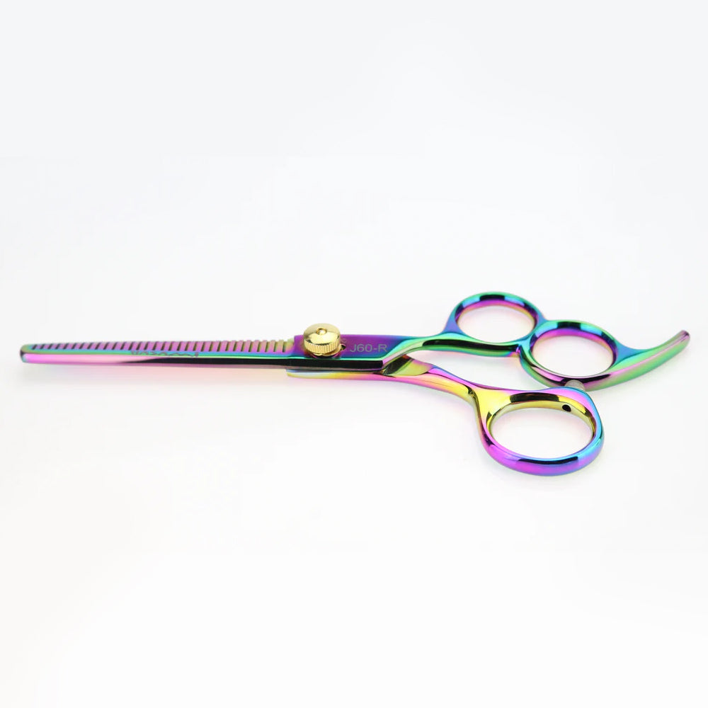 Professional 6 Inch Thinning Shears with Titanium Finish & Double Teeth (K60 R) - Perfect for Hair Styling, Texturizing, and Layering Cuts