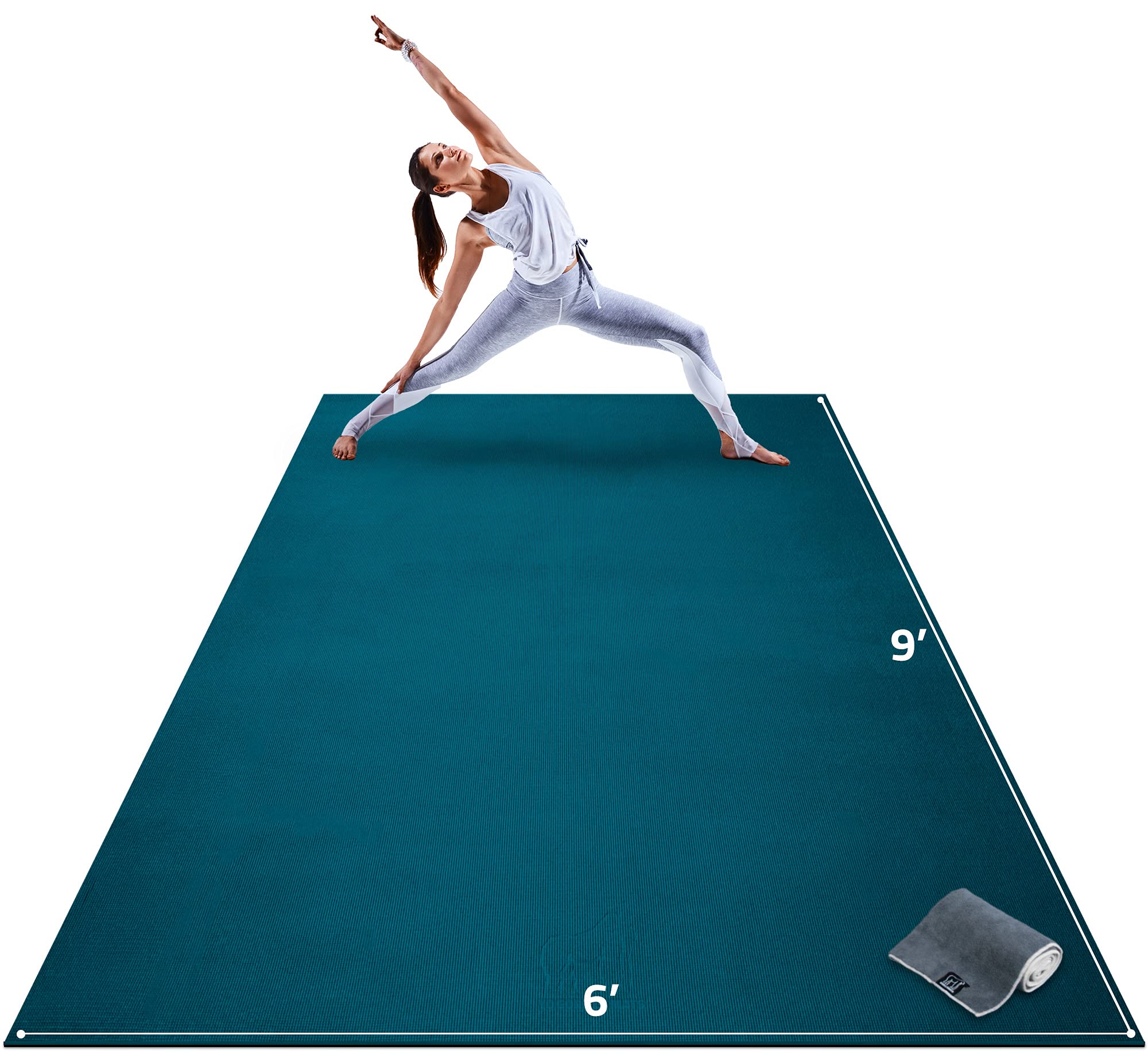 Premium Extra Large Non-Slip Yoga Mat 9'x6'x8mm - Ultra Thick Comfortable Exercise Mat for Home Workouts, Stretching & Cardio - Perfect for Barefoot Training on Hardwood, Tile & Gym Floors