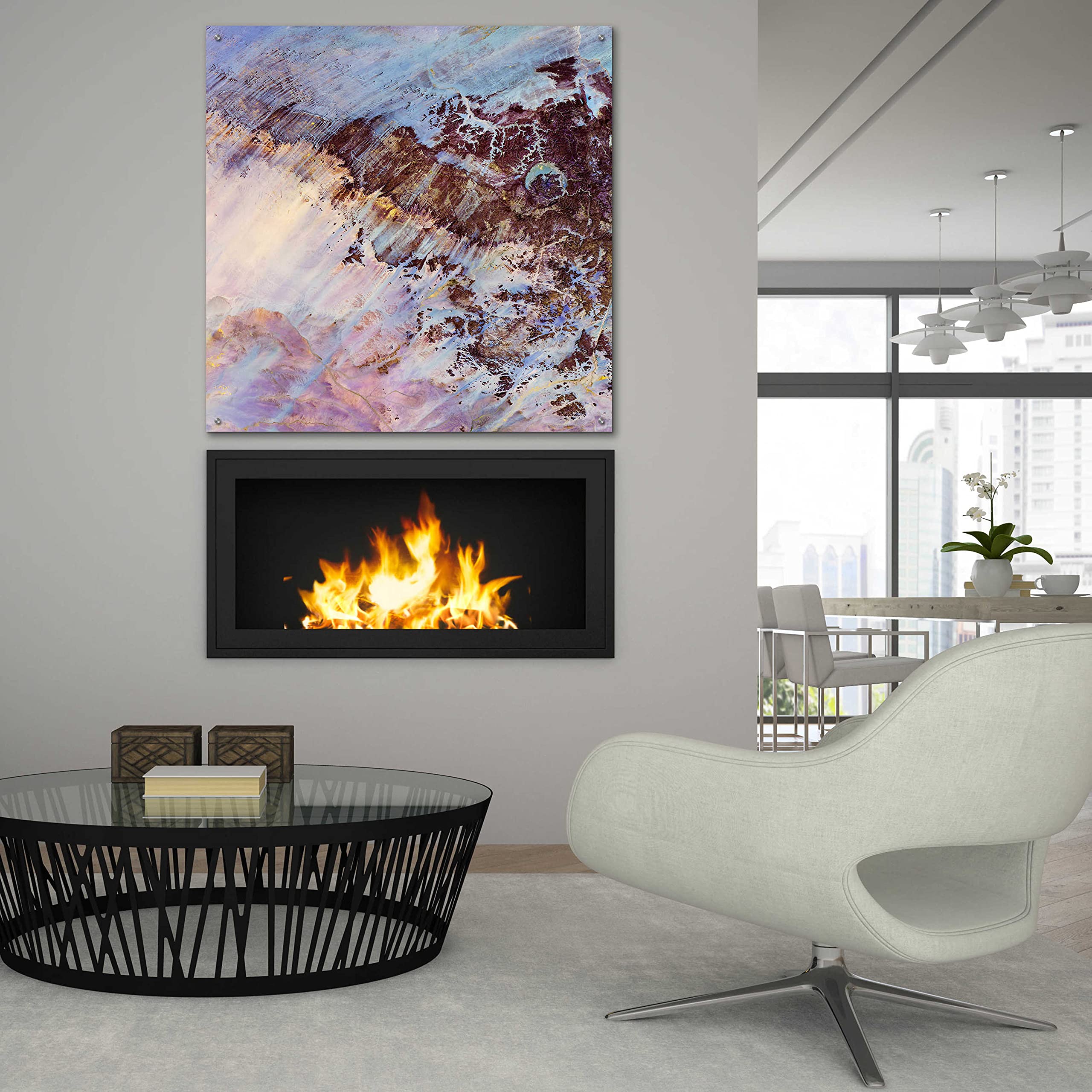 Earth as Art: Storm Amid the Calm - 36x36 Inch Modern Acrylic Glass Wall Decor - NASA-Inspired Landscape Painting for Living Room, Office & Bedroom