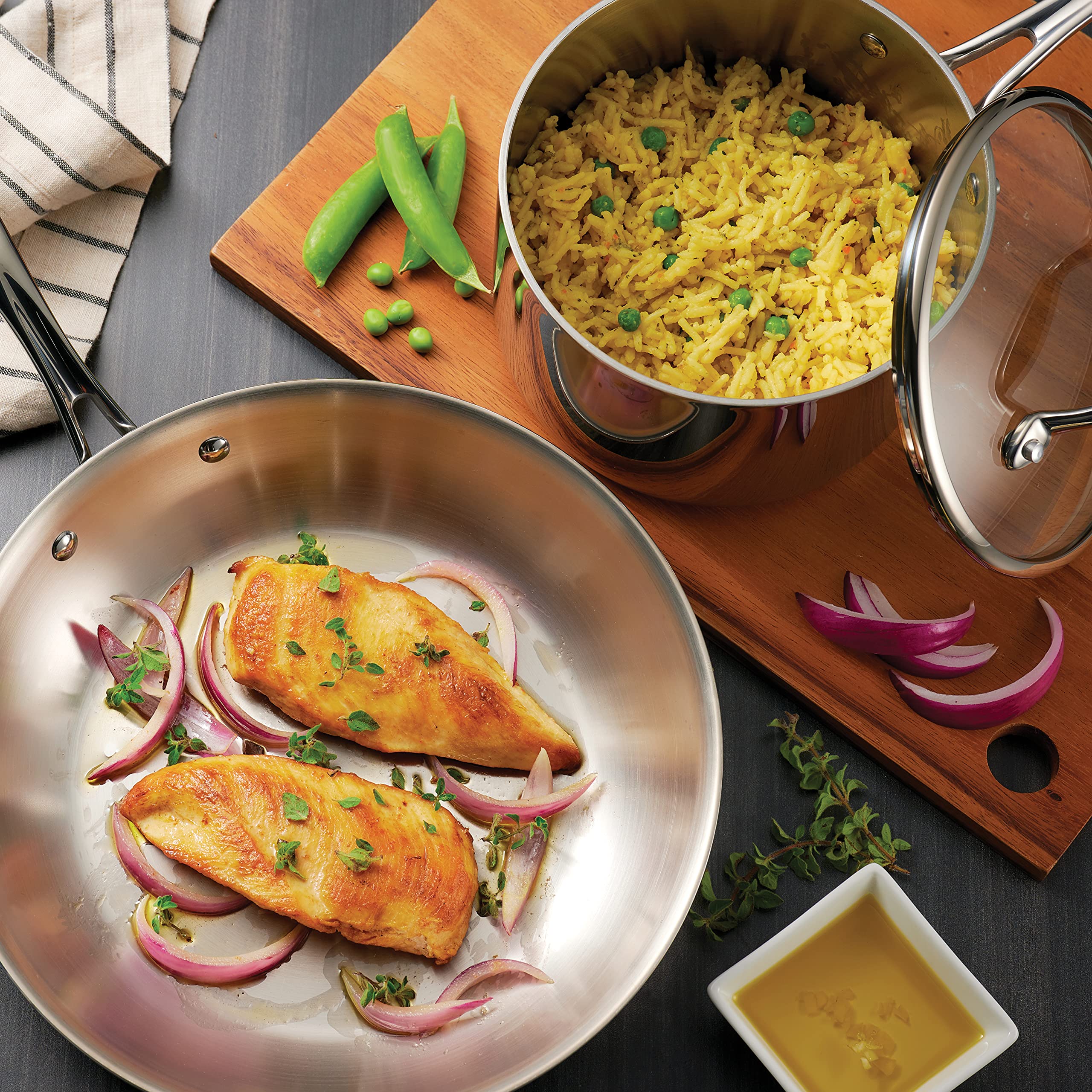 Tramontina 14-Piece Stainless Steel Tri-Ply Clad Cookware Set with Glass Lids (80116/1013DS) - Perfect for Home Cooking, Professional Kitchens & Gift Giving