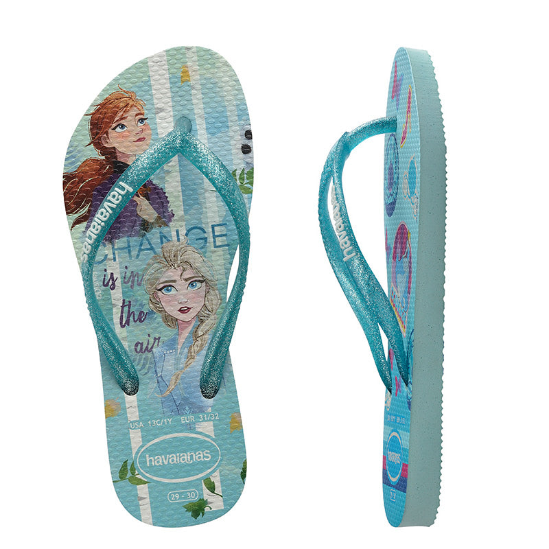HAVAIANAS SLIM FROZEN Flip Flops - White & Green - Comfortable Summer Sandals for Beach, Pool & Outdoor Activities
