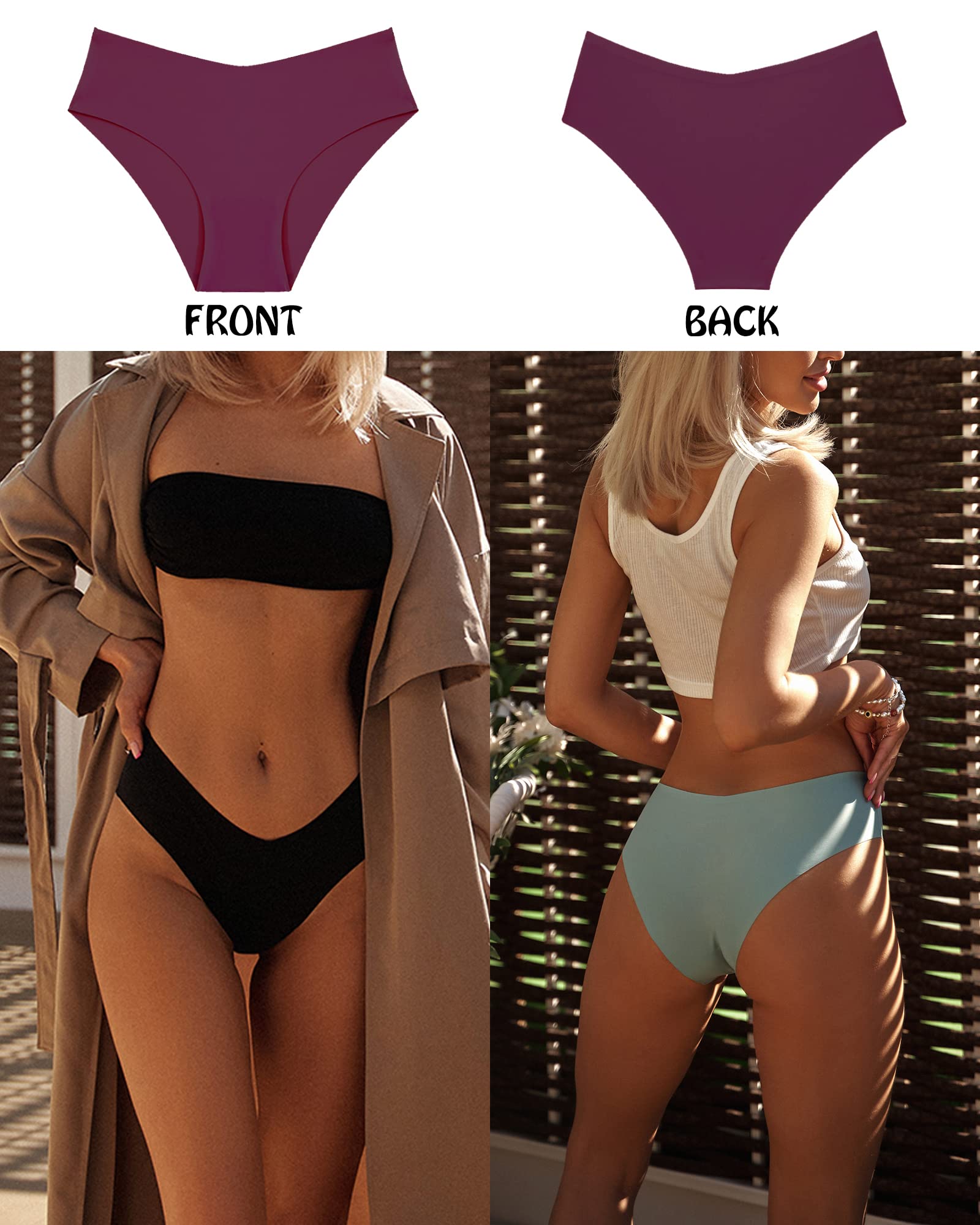 ROSYCORAL Women's Seamless Bikini Panties - Soft Stretch No Show Underwear, Invisible Briefs, Cheeky Hipster (9 Pack, XS-L) - Perfect for Yoga, Travel & Everyday Comfort