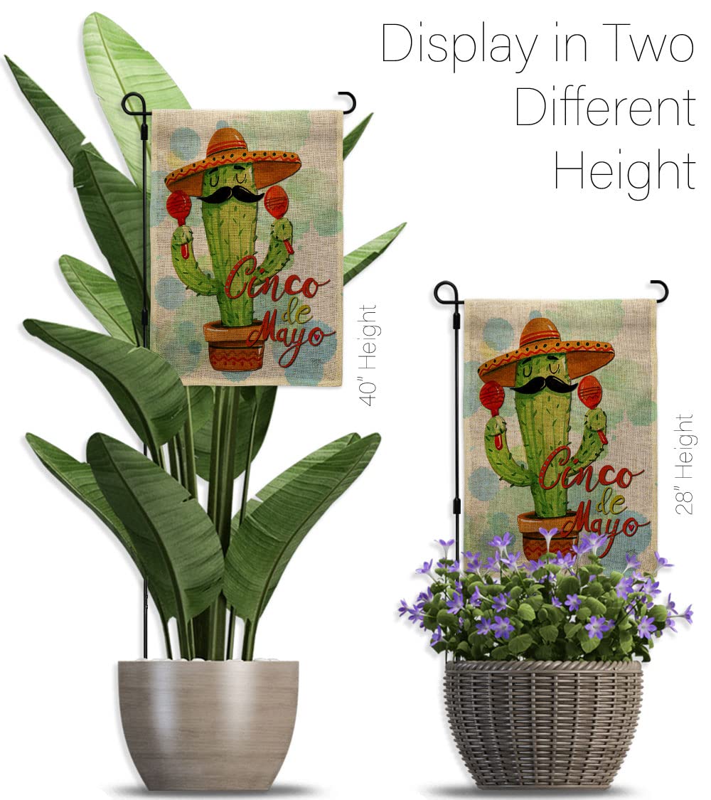 Mr Cactus Cinco de Mayo Garden Flag Set - Double-Sided Burlap Decor for Outdoor Parties