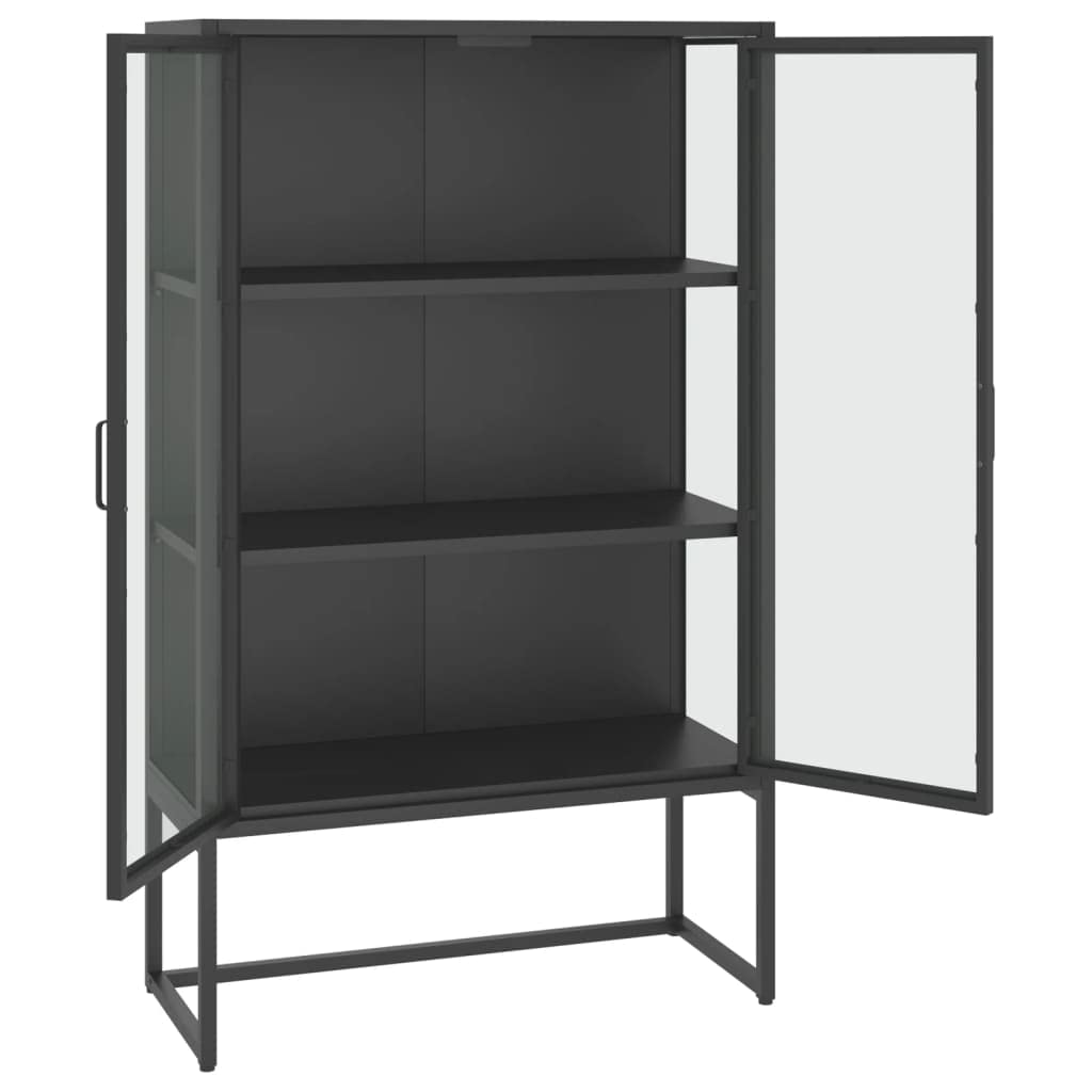 Modern Sideboard Cabinet with Steel Frame & Tempered Glass - 31.5