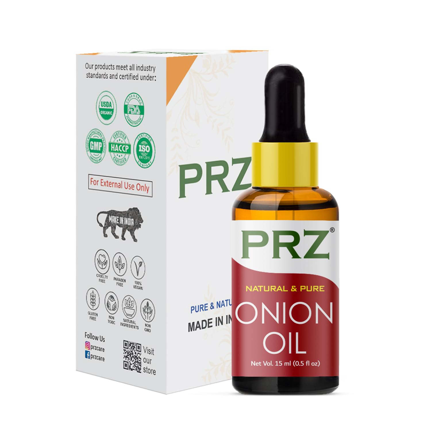 Pure Onion Cold Pressed Oil - 15ml for Skin, Hair & Massage Care