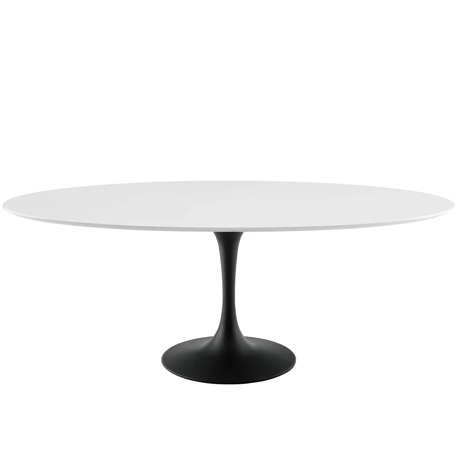 Modern Urban Designer Oval Dining Table - Wood & Aluminum - Black & White - Perfect for Contemporary Kitchen & Dining Room Decor