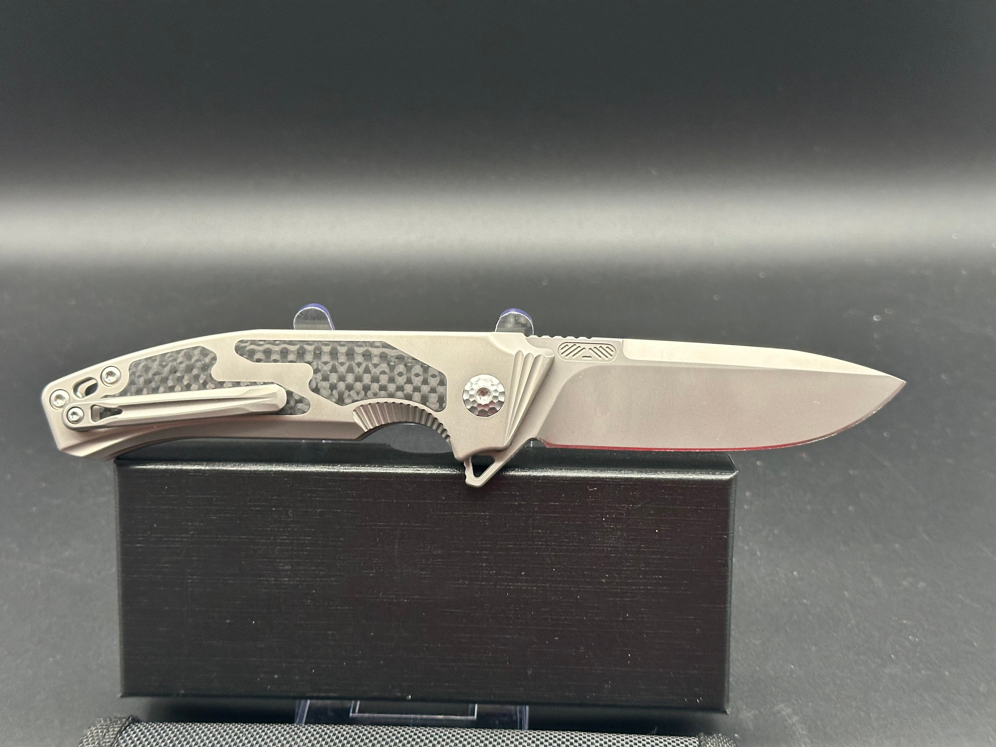 REMETTE Steed Button Lock Pocket Knife - Titanium Handle Folding Knife for EDC, Camping, Hiking & Outdoor Adventures