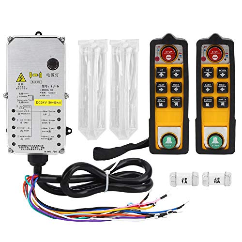 Waterproof & Oil-Resistant 800MHz Crane Remote Control with Double Handle - Anti-Fall CNC Lift Hoist Radio Button Switch (DC24V) for Construction Sites & Heavy Equipment Operations