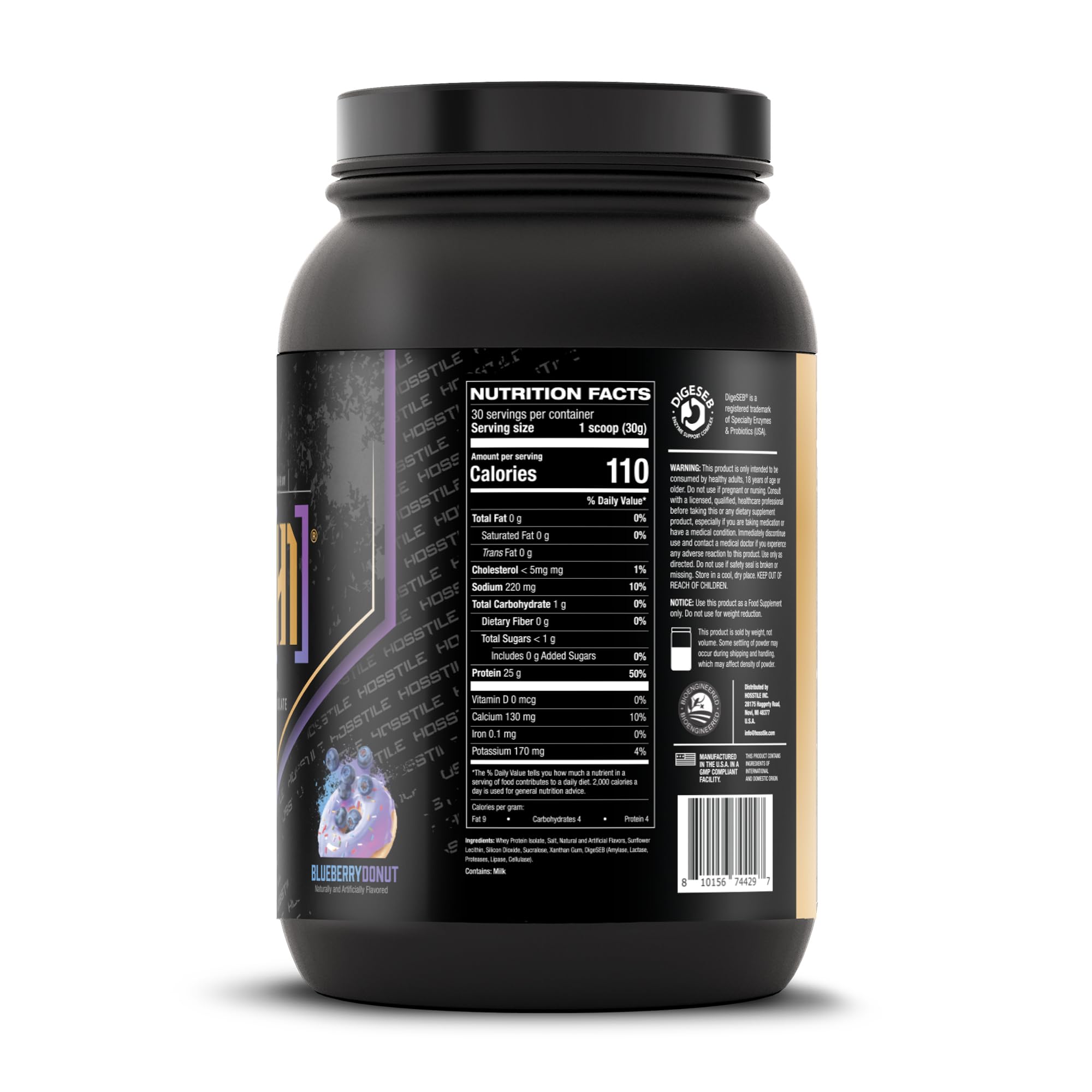 HOSSTILE ISO[H1] Grass Fed Whey Protein Isolate Powder with Digestive Enzymes - 30 Servings, Blueberry Donut Flavor for Muscle Gain, Recovery & Post Workout | Gym, Fitness & Healthy Lifestyle Supplement