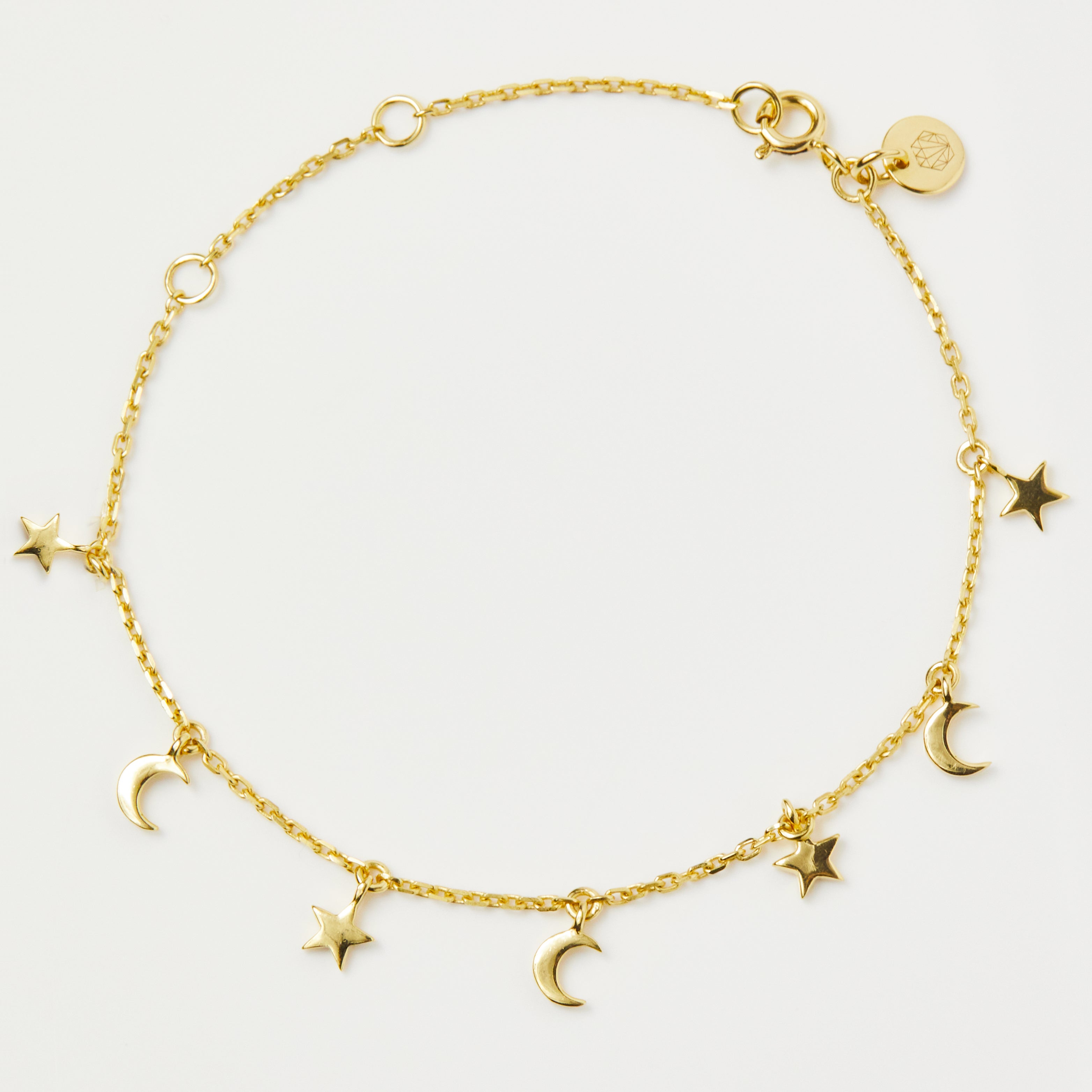 Mini Moon & Stars Charm Bracelet for Women - Dainty Gold Plated Adjustable Bracelet - Perfect for Everyday Wear, Gifts & Boho Style Jewelry