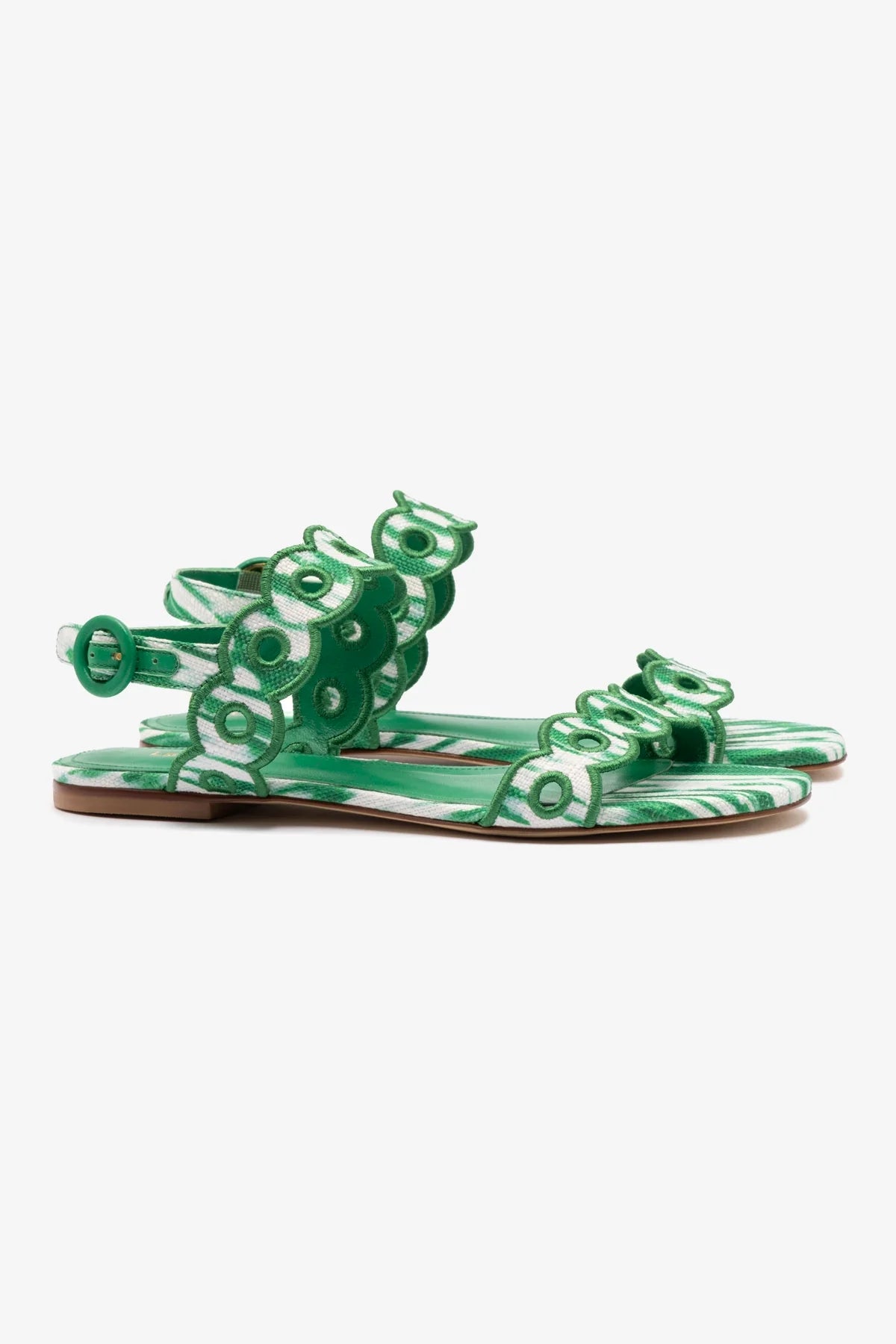 Florence Tie Dye Evergreen Raffia Flat Sandal - Women's Bohemian Summer Beach Sandals for Vacation, Wedding & Casual Outings