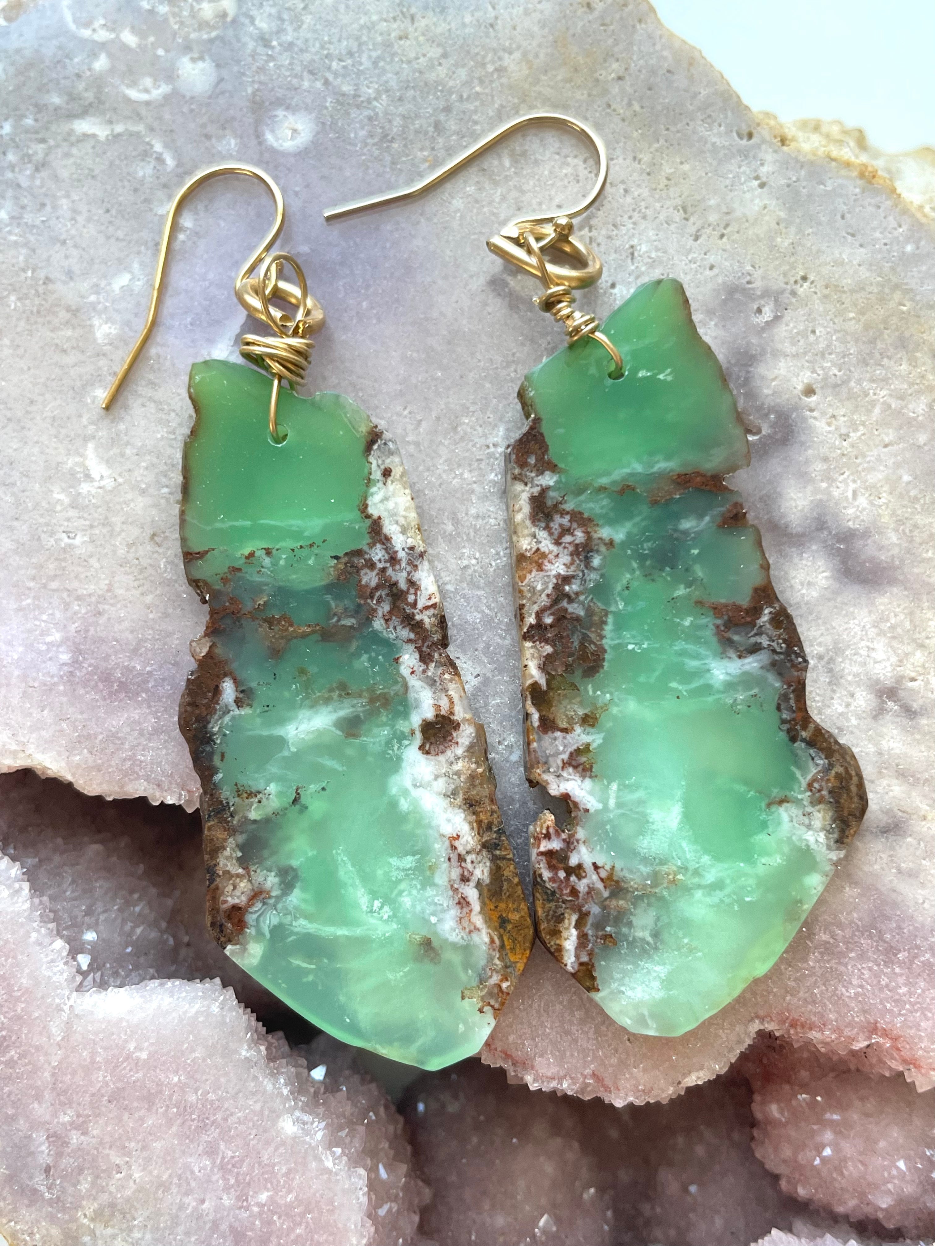 Chrysoprase Statement Earrings - 14K Gold Filled Dangle Earrings for Women | Elegant Jewelry Gift for Birthday, Anniversary & Special Occasions