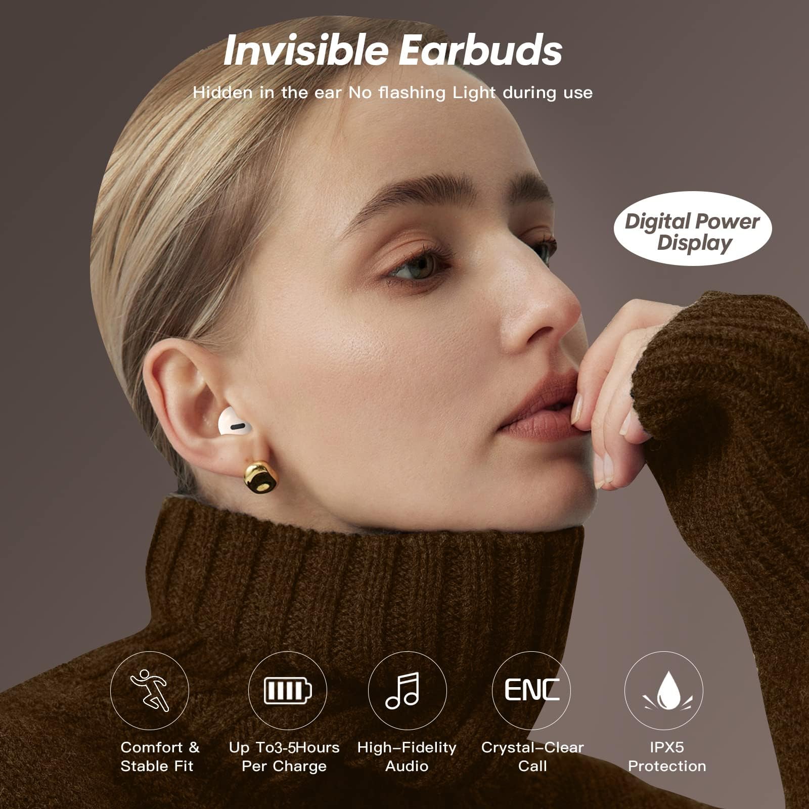 Smallest Invisible Wireless Bluetooth Earbuds for Sleeping - Mini Hidden Ear Buds for Small Ears | Comfortable Sleep, Work & Travel Use