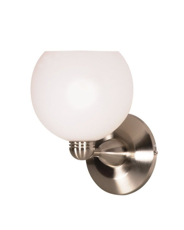 Nuvo Lighting 60 695 Brushed Nickel Wall Sconce with Arctic White Sphere Glass Shade - Modern Bedroom, Hallway, or Entryway Lighting Fixture