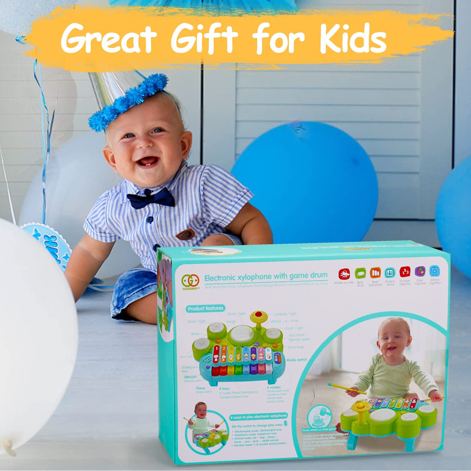 **3-in-1 Baby Musical Toy Set - Piano Keyboard, Xylophone & Drum for Toddlers 1-3 Years | Early Learning Instrument for Boys & Girls | Perfect Birthday, Easter Gift for Infants 6-24 Months | Fun Educational Play for Home & Daycare**