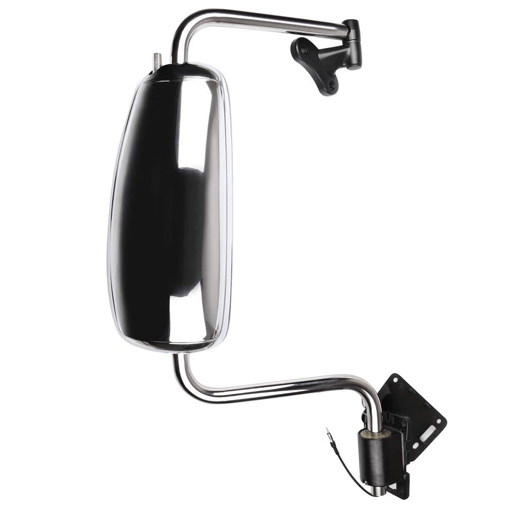 CCiyu Chrome Towing Mirror - Wide Angle Passenger Side Mirror for 1997-2010 International 9200/9400i/9900i Trucks - Power Heated, Manual Adjust, Support Arm - Perfect for Long Haul Trucking & Heavy Duty Towing