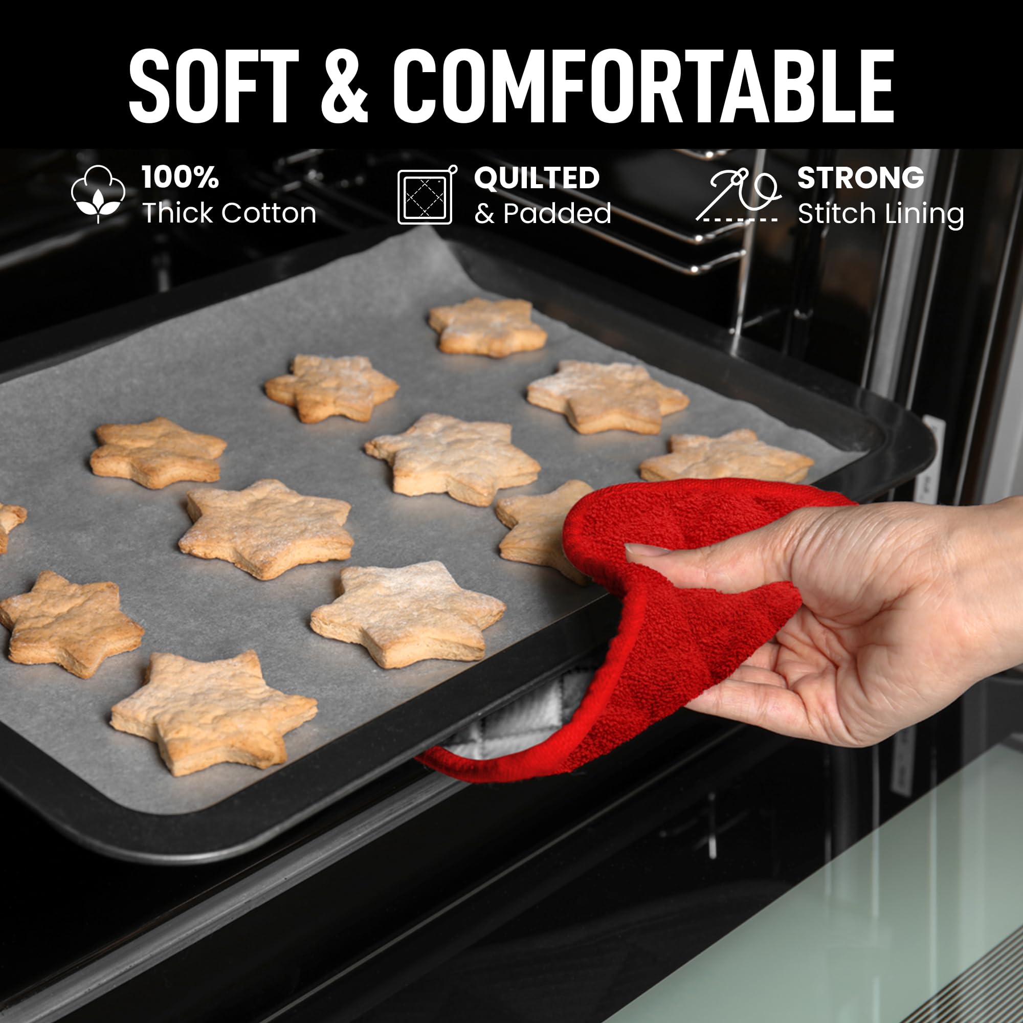 Heat-Resistant Cotton Pot Holders 6-Pack - Machine Washable for Kitchen & Baking (7