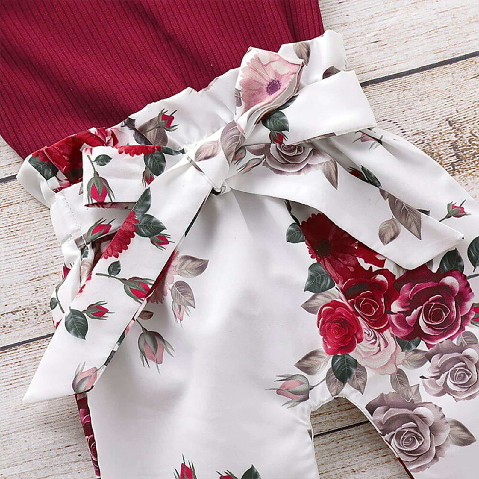 Newborn Baby Girl Outfit - Ruffle Long Sleeve Romper with Floral Pants & Headband Set | Soft Cotton Infant Clothes for 0-6 Months | Perfect for Photography, Birthday Parties & Special Occasions