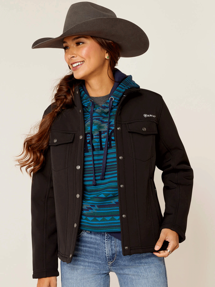 Ariat Women's Berber Back Softshell Jacket - Black | Water-Resistant Windbreaker for Outdoor Activities, Horseback Riding & Casual Wear