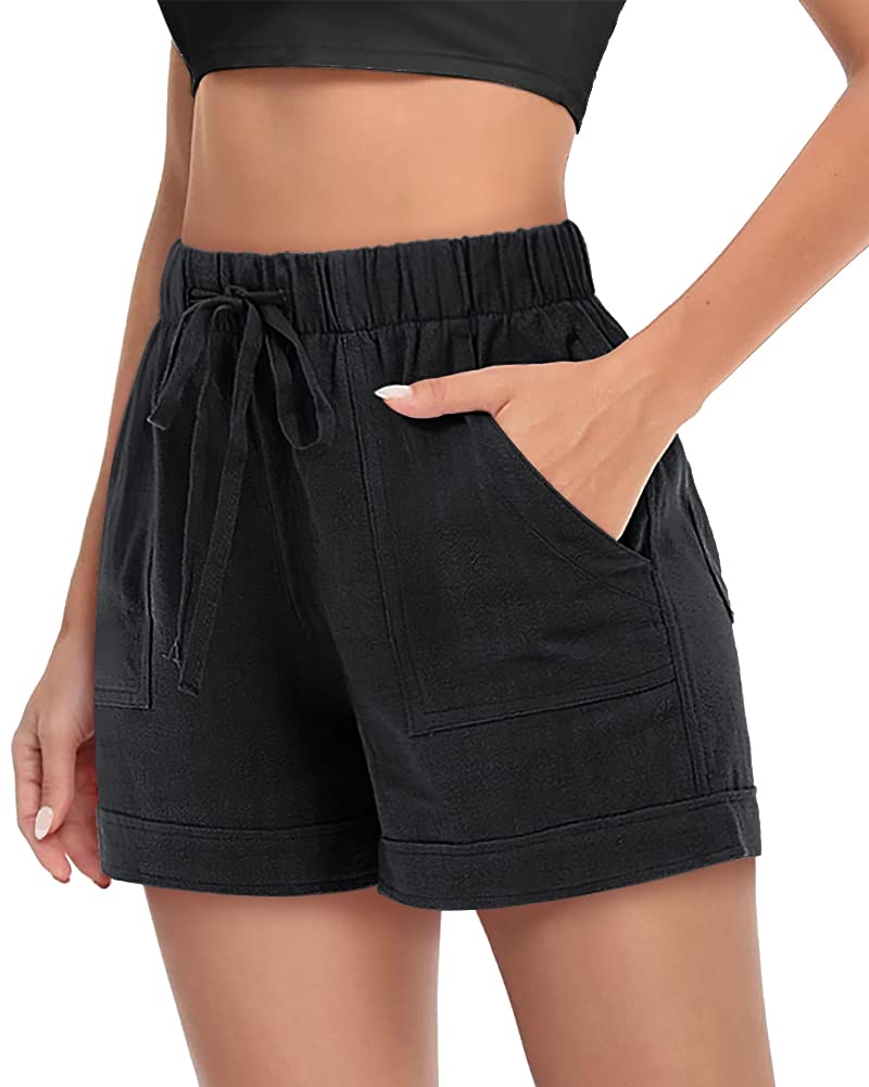 FASKUNOIE Women's Casual Elastic Shorts - Boho Ruffle Hem Beach Shorts, Comfy Summer Flowery Shorts for Beach, Vacation, and Outdoor Activities