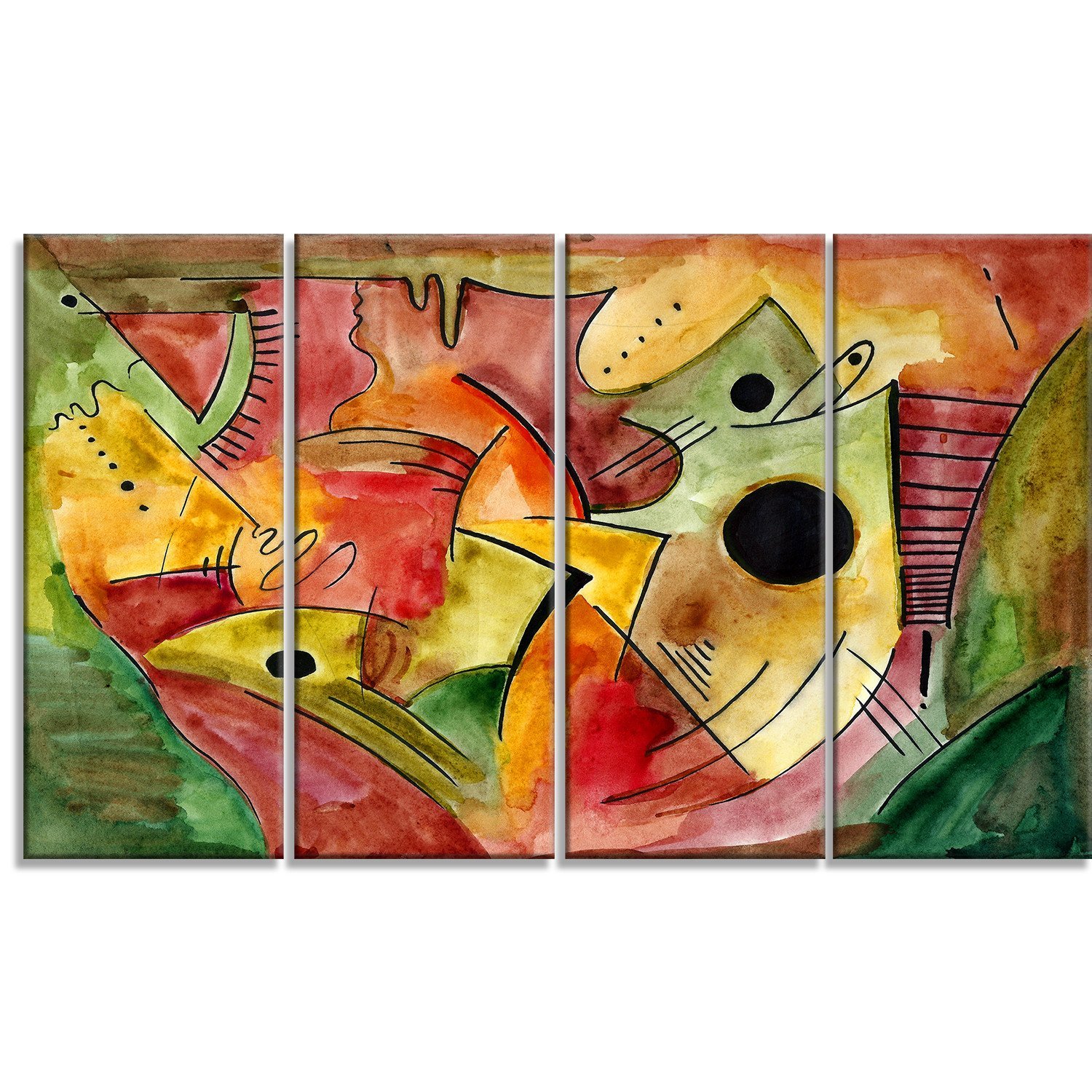 Designart Stimulating Mood Abstract Metal Wall Art - Modern 4 Panel Decor for Living Room, Bedroom & Office - 48x28 Inches - MT6871