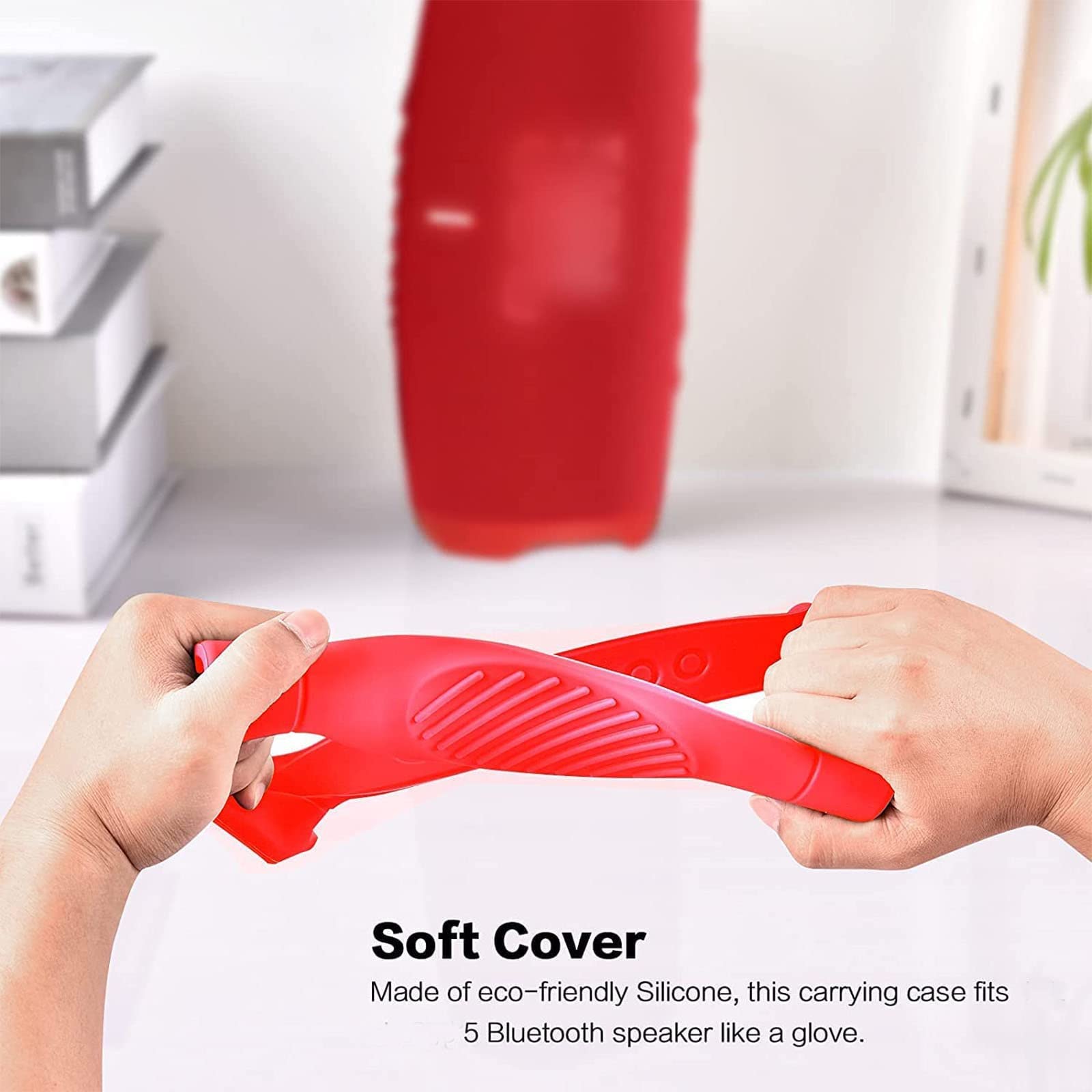 Premium Silicone Protective Case for JBL Charge 5 Bluetooth Speaker - Shockproof, Waterproof Travel Cover with Adjustable Strap (Red) - Perfect for Outdoor Adventures, Beach Trips & Daily Commutes