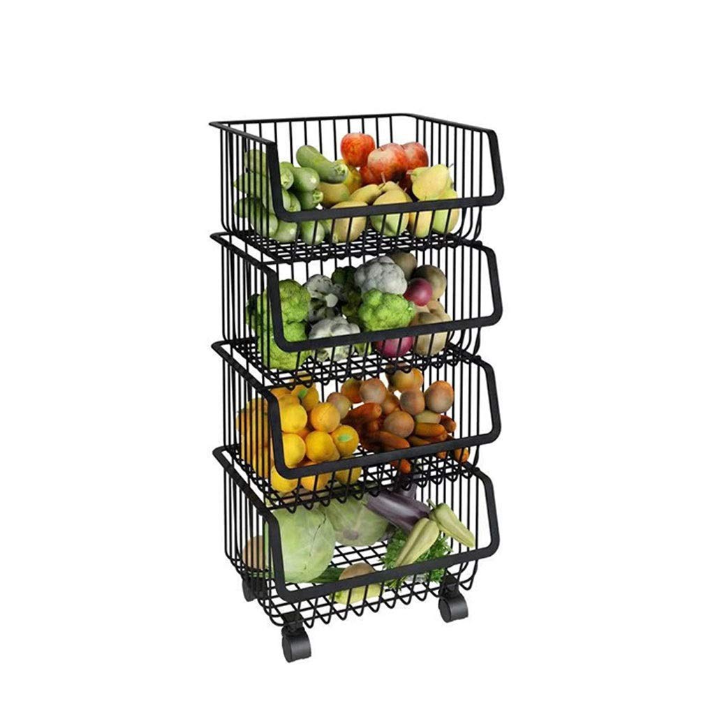 Multi-Function 4-Layer Kitchen Storage Shelf - Heavy Duty Iron Rack for Fruits, Vegetables & Kitchen Supplies | Space Saving Organizer for Pantry, Countertop & Small Kitchens