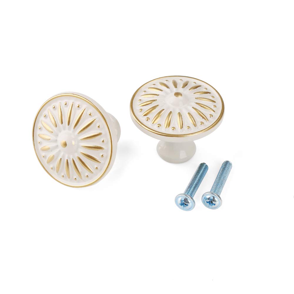 Hellopet 10 Pack Ivory White Cabinet Knobs - 33mm Drawer Pull Handles for Dresser, Cupboard, Wardrobe & Furniture - Durable Hardware for Home & Office Organization