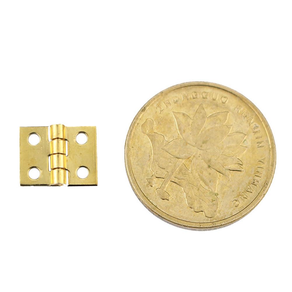 50 Mini Hinges - Small Brass Jewelry Box Hinges for Wooden Craft Boxes, Retro Bronze Cabinet Hinges - Perfect for DIY Dollhouse Doors, Tiny Furniture & Decorative Crafts
