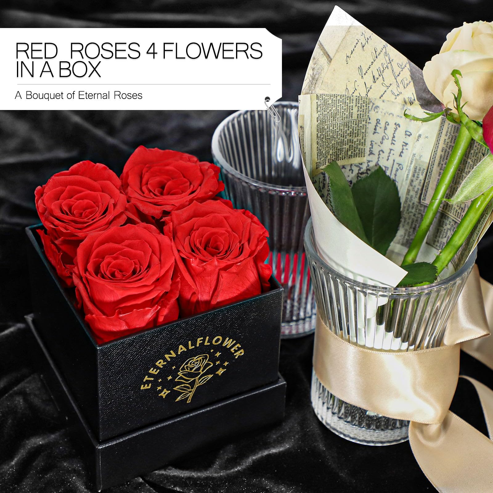 Forever Roses in a Box - Preserved Real Red Roses Gift for Women, Mom, Wife, Girlfriend, Grandma | Eternal Rose Gift for Valentine's Day, Mother's Day, Birthday | Long-Lasting Floral Decor for Home, Office & Special Occasions