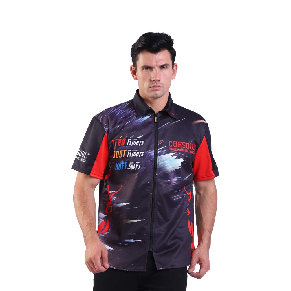 CUESOUL Men's & Women's Short Sleeve Casual Shirts - Breathable Athletic Dart Shirts for Professional Players | Perfect for Dart Tournaments, Practice & Outdoor Sports Activities