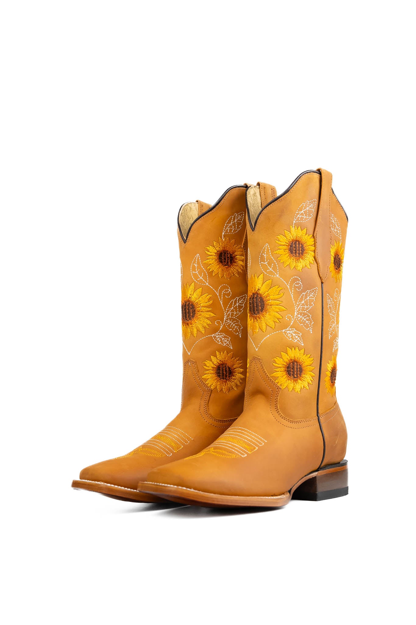 Stylish Women's Sunflower Square Toe Cowgirl Boots - Western Fashion Ankle Booties for Country Dancing & Rodeo Events