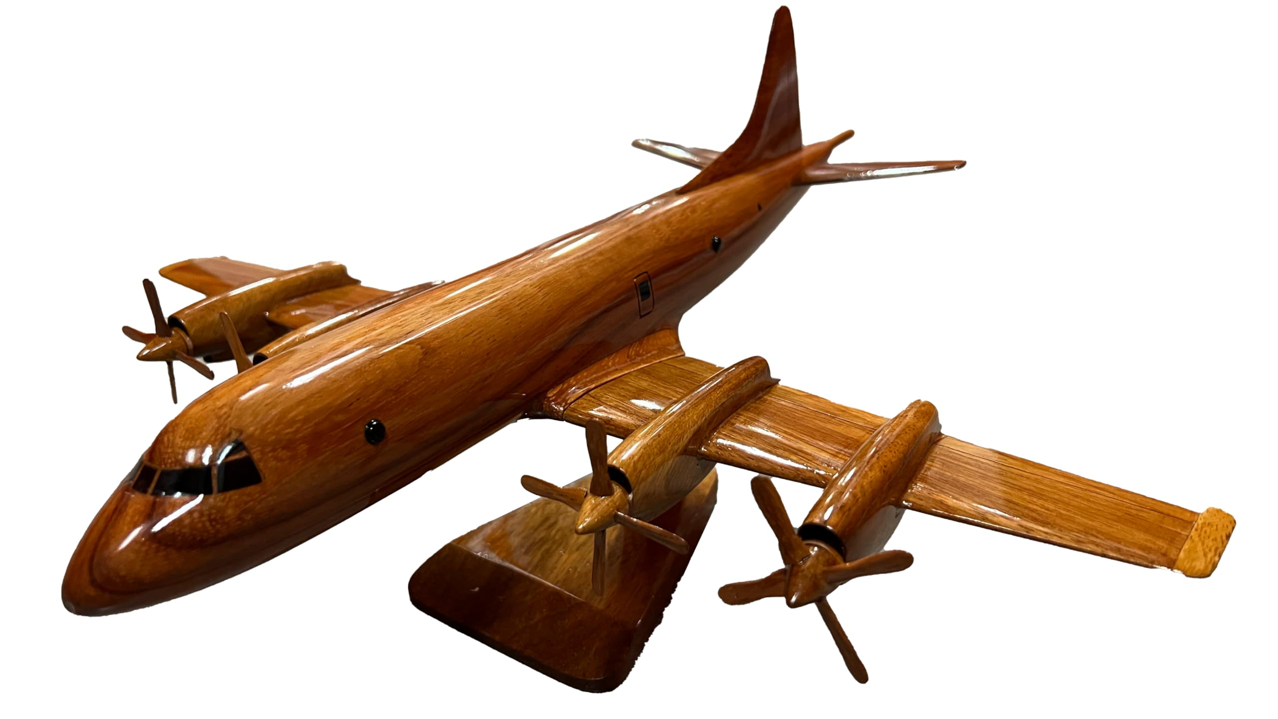 P3 Orion Mahogany Wood Desktop Airplane Model - Handcrafted Wooden Aircraft Display for Office Desk, Home Decor & Aviation Enthusiasts - Perfect Gift for Collectors & Pilots