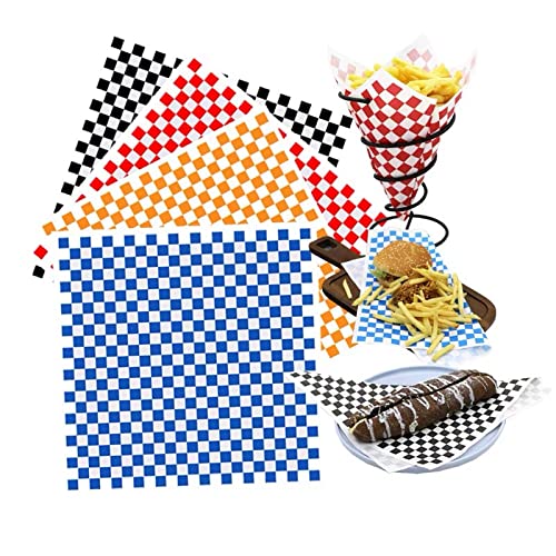 200 Sheets Black and White Checkered Food Wrapping Paper - 12