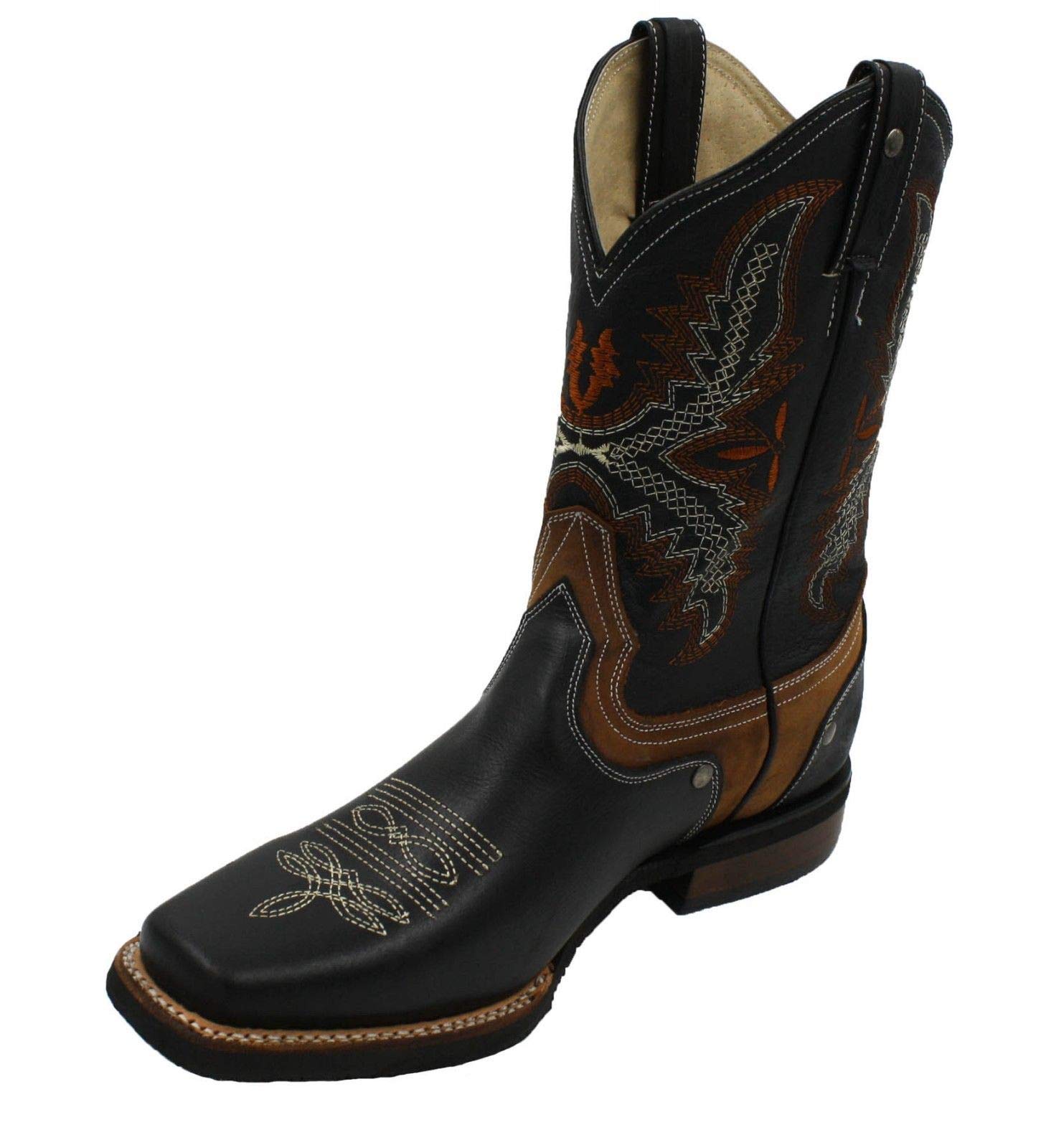 Dona Michi Men's Genuine Leather Rodeo Cowboy Boots - Western Square Toe Boots for Rodeo, Country Dancing & Outdoor Adventures - Style 940