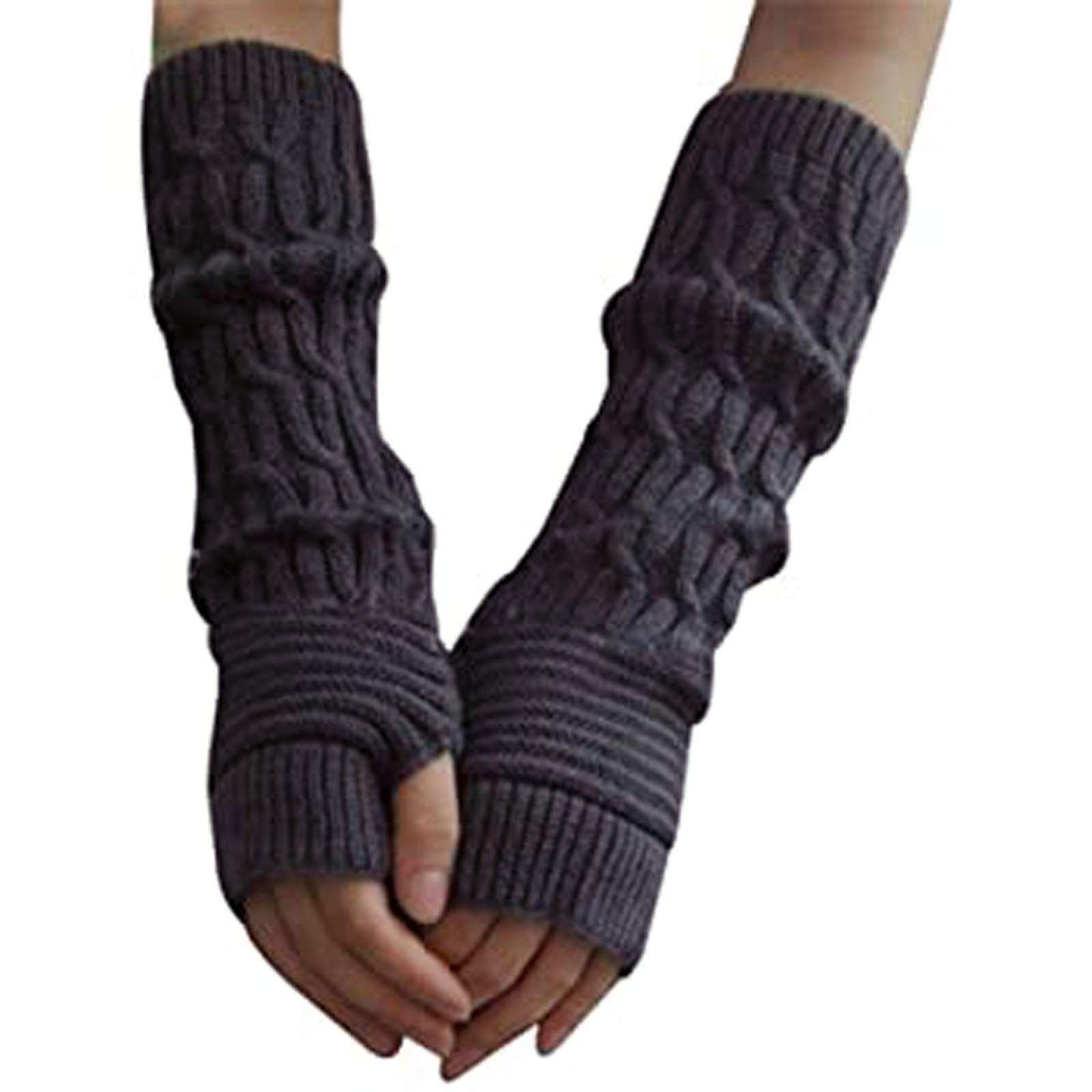 Stylish Knitted Long Flower Fingerless Gloves for Women - Winter Fashion Accessories for Driving, Typing & Outdoor Activities