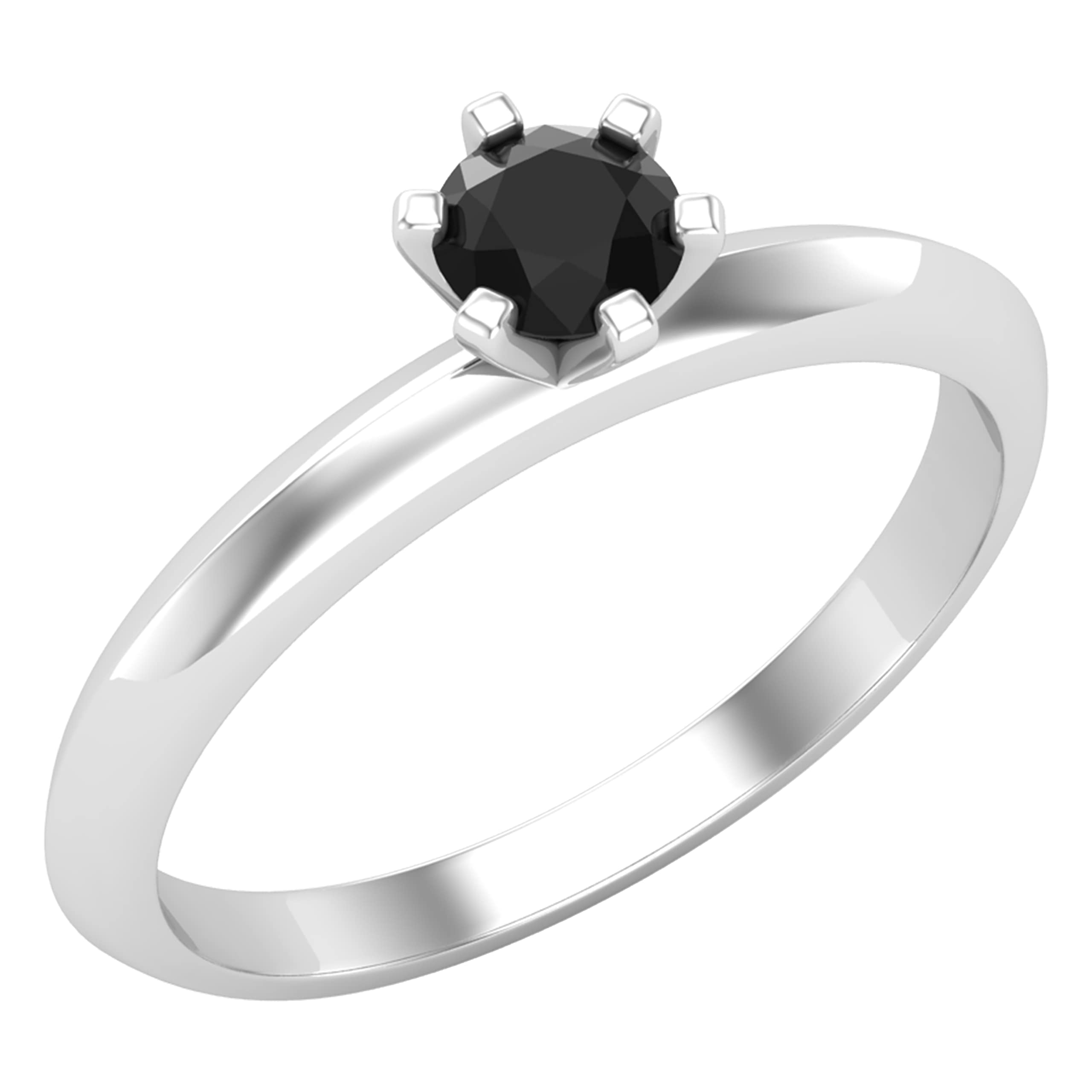 Dazzlingrock 10K White Gold Round Black Diamond Solitaire Engagement Ring for Women – Elegant Wedding, Proposal & Anniversary Jewelry Gift