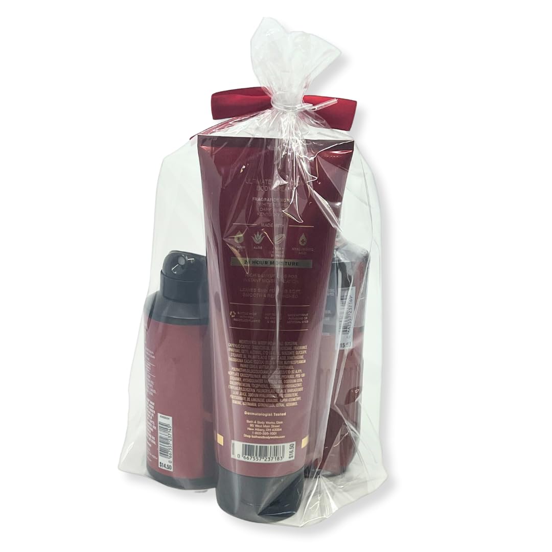 Bath & Body Works Bourbon Men's 3-Piece Gift Set - Body Wash, Body Cream & Body Spray - Holiday Gift Pack for Men - Perfect for Gifting, Travel & Daily Skincare Routine