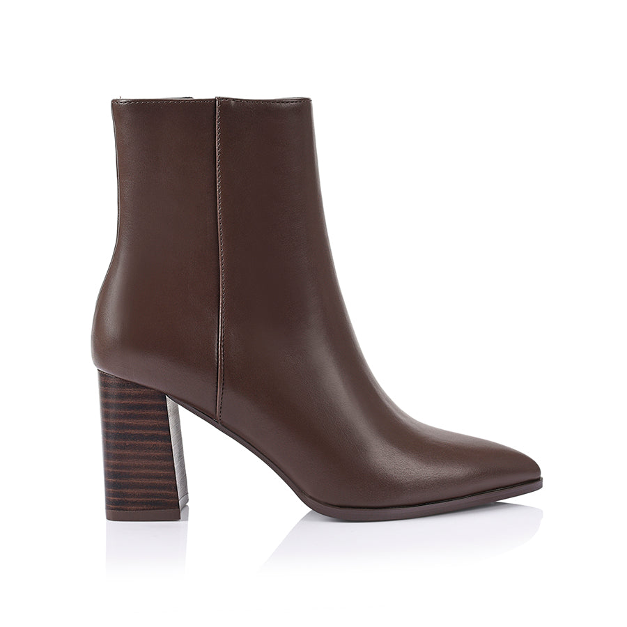 Maxine Women's Ankle Boots - Chocolate Brown Leather Mid-Calf Booties for Fall & Winter | Comfortable Fashion Boots for Work, Dating & Casual Outfits