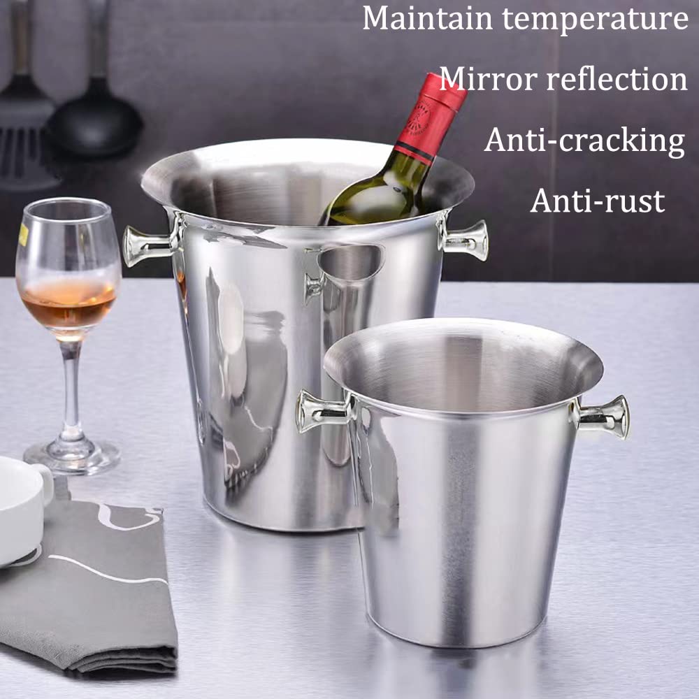 Stainless Steel Ice Bucket with Stand - 5L/12lb Gold Champagne Wine Cooler for Parties, Weddings, Bars & BBQs - Perfect for Keeping Beer, Wine & Drinks Chilled at KTV Clubs, Home Gatherings & Outdoor Events