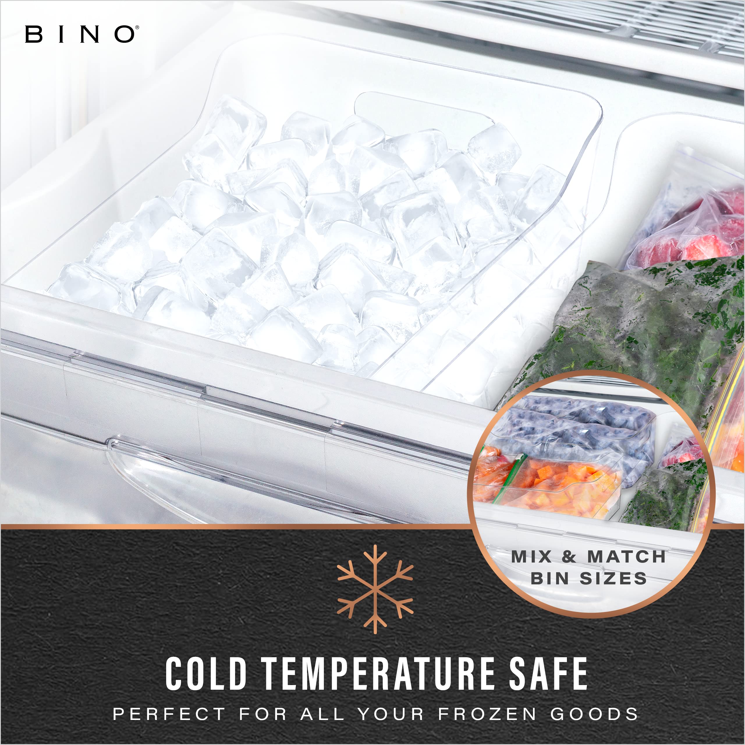 BINO Clear Plastic Storage Bins - 2 Pack X-Small | Pantry, Fridge & Cabinet Organizers | Space-Saving Kitchen & Bathroom Storage Containers for Food, Medicine & Household Items