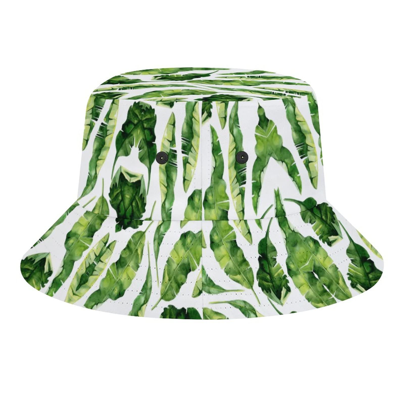 Tropical Leaf Print Bucket Hat for Women & Men - Packable Sun Hat for Beach, Travel & Outdoor Activities - Unisex Summer Fisherman Cap