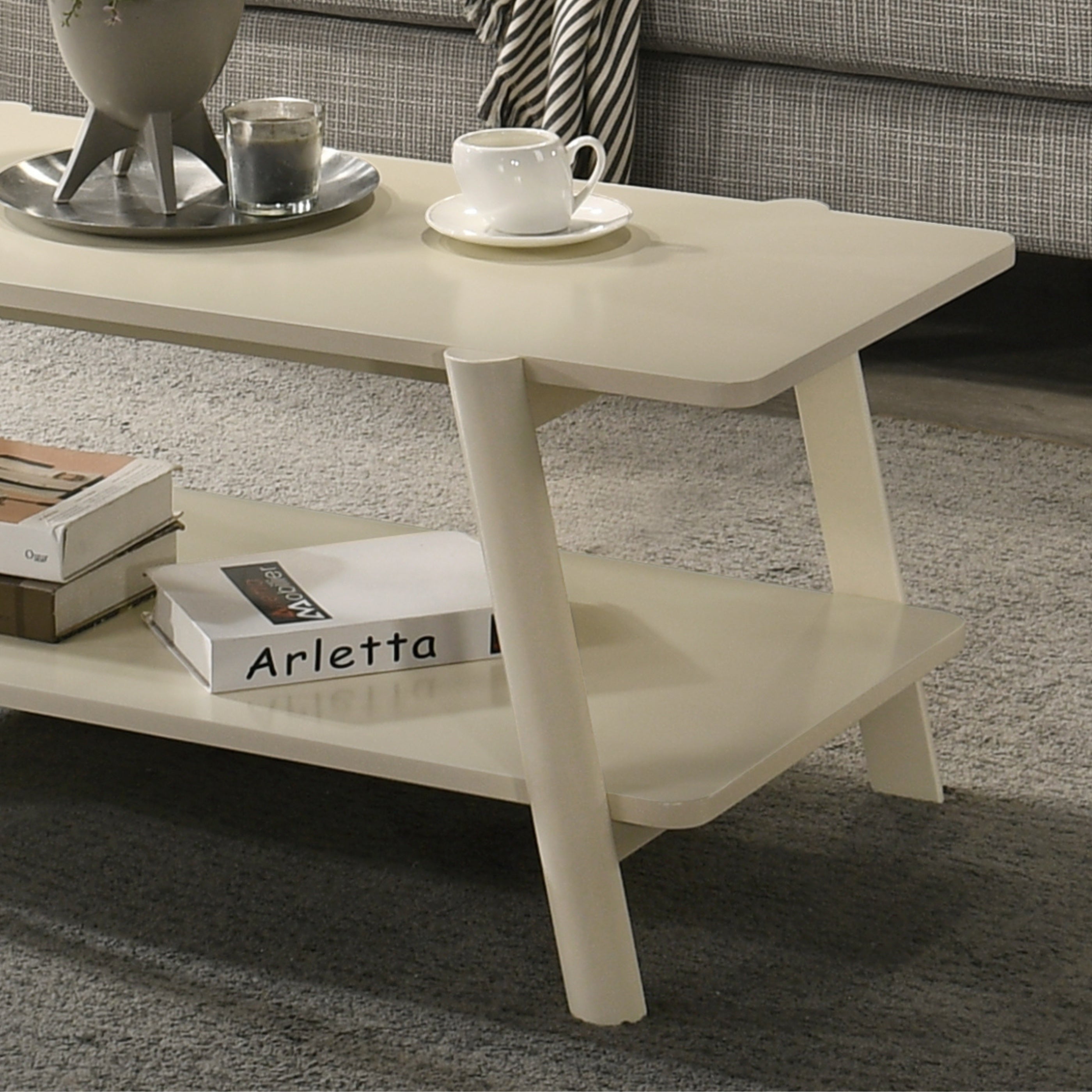 Mid Century Modern Roundhill Furniture Metz Wood Shelf Coffee Table - Stylish Living Room Accent for Books & Decor