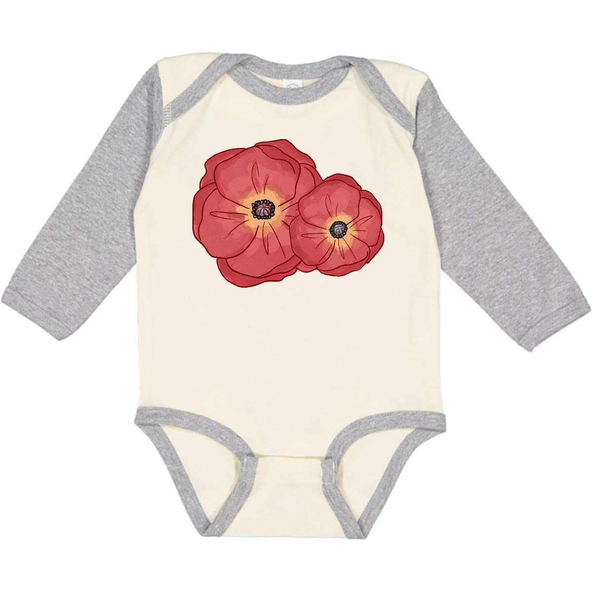Inktastic Red Poppy Flowers Long Sleeve Baby Bodysuit - Soft Cotton Onesie for Newborns & Infants - Perfect for Family Photos, Holidays & Special Occasions