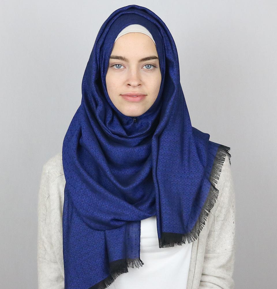 Aker Jacquard Hijab Shawl Royal Blue 1023BRL - Elegant Muslim Headscarf for Women, Lightweight & Breathable - Perfect for Daily Wear, Prayer, and Special Occasions
