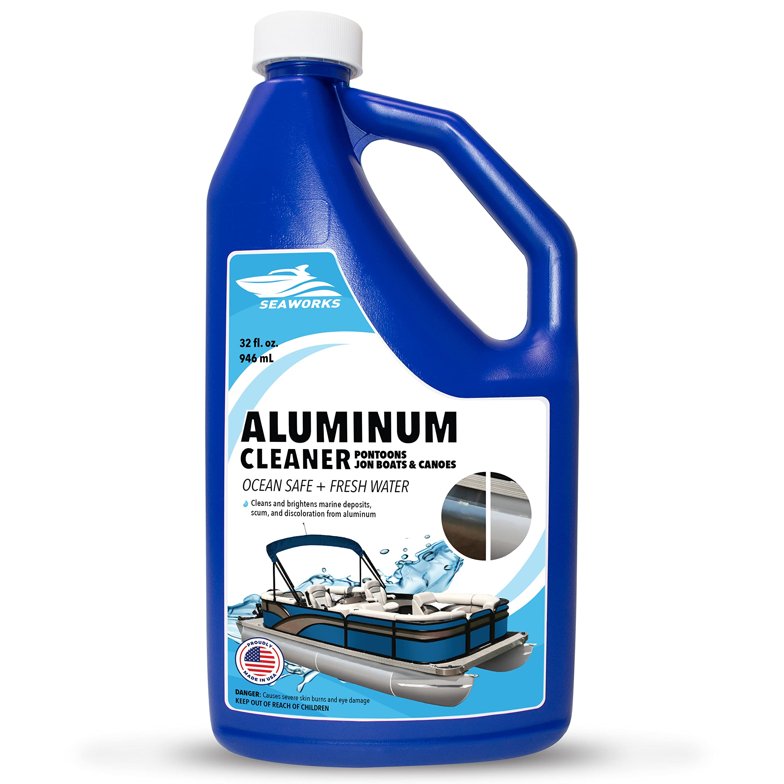 Seaworks Professional Boat & Pontoon Aluminum Cleaner - Removes Stains, Oxidation & Water Spots - Ideal for Marine, Fishing & Water Sports Enthusiasts