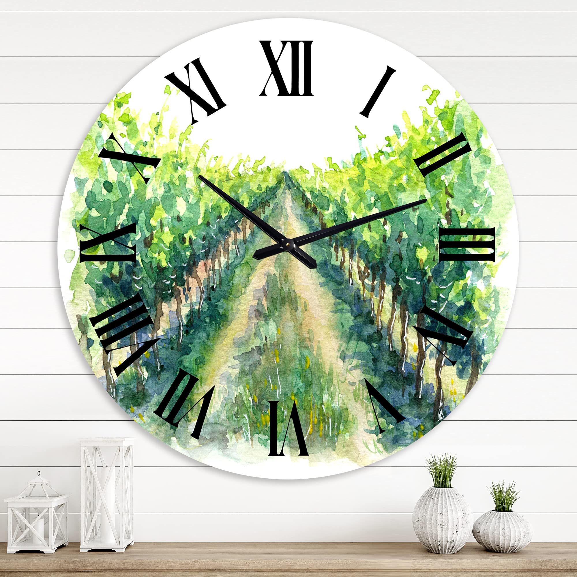 Vintage Wall Clock with Vineyard Landscape - Large Farmhouse Wall Clock for Home, Office & Kitchen Decor | Perfect for Rustic, Farmhouse & Country Style Interiors