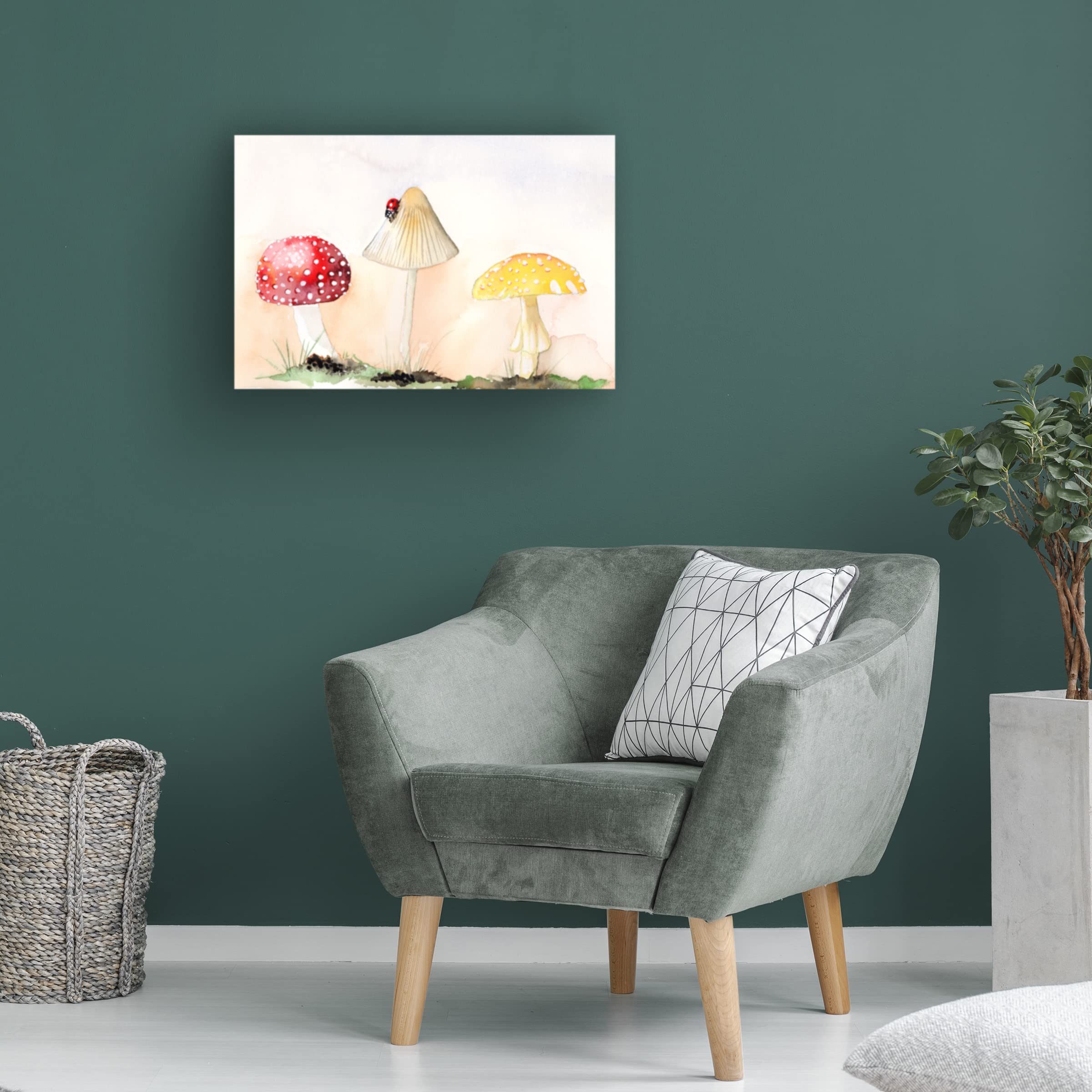 Trademark Fine Art 'Faerie Mushrooms I' Canvas Wall Art Print by Alicia Ludwig - Whimsical Fantasy Home Decor for Living Room, Bedroom & Nursery