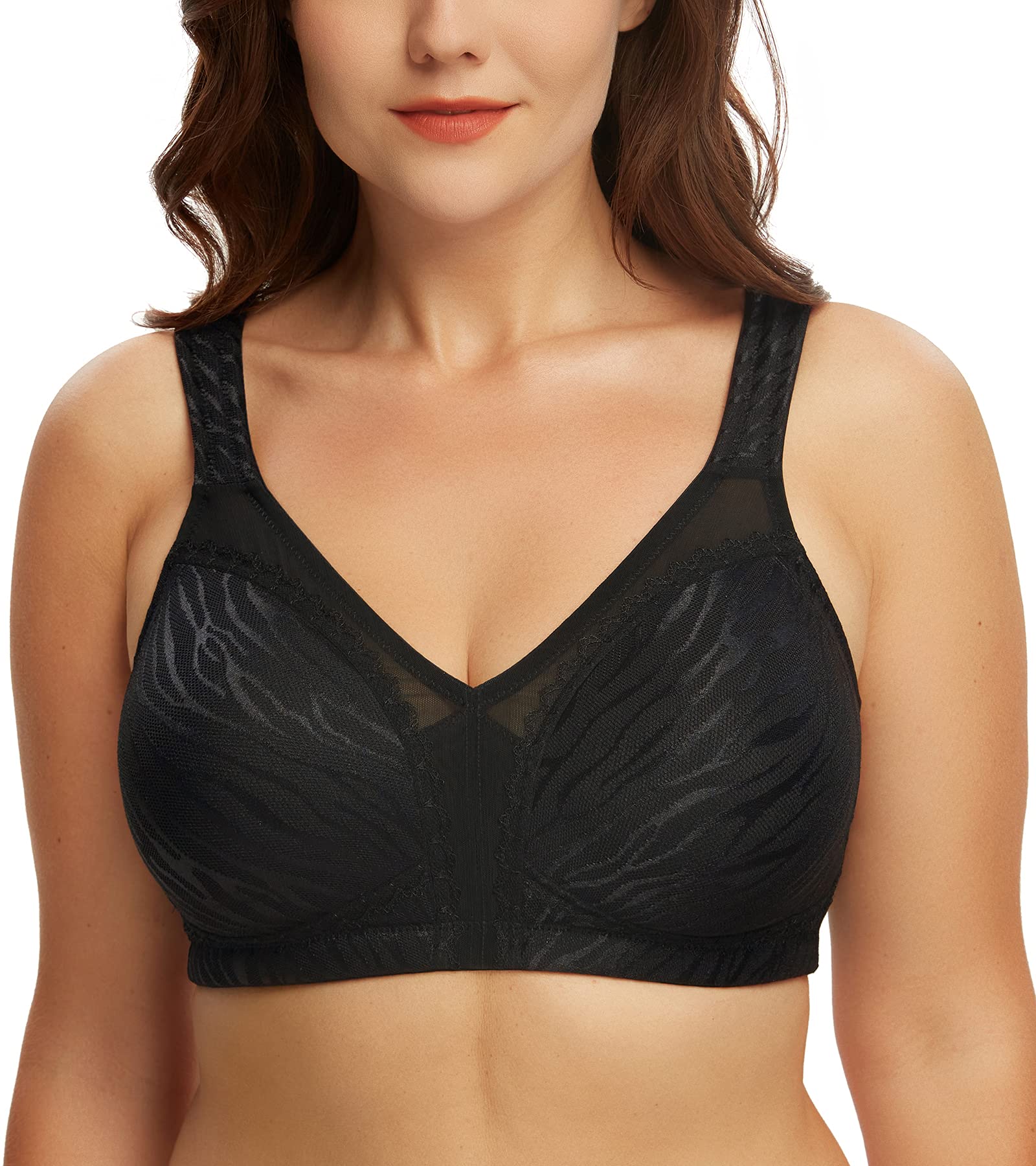 DotVol Women's Minimizer Bras - Comfortable Non Padded Full Coverage Wirefree Plus Size Bra for Large Busts - Perfect for Everyday Wear, Work & Yoga