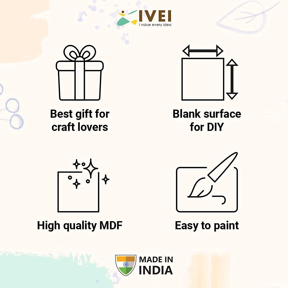IVEI DIY Wooden Puzzle Pieces - 48 Pack MDF Cutouts for Painting, Decoupage, Resin Art, Scrapbooking, Home Decor, Kids Crafts & School Projects